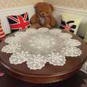 Cotton Handmade Crochet lace Table Runners Round Tablecloth Doilies Doily Table Dresser Scarf Décor,23 inch,Beige
