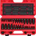 Hex Bit Impact Socket Set: 36-Piece with 4 Adapters, 1/4" 3/8" 1/2" Drive Master Allen Impact Socket Set, SAE and Metric, H5-H19 & 3/4"-5/64", Heavy Duty Storage Case, Automotive Mechanic