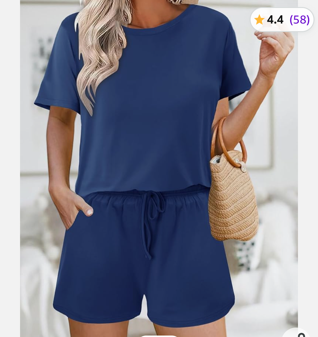Womens Pajamas 2 Piece Sets Cozy Pajamas, Navy Blue, Large Size
