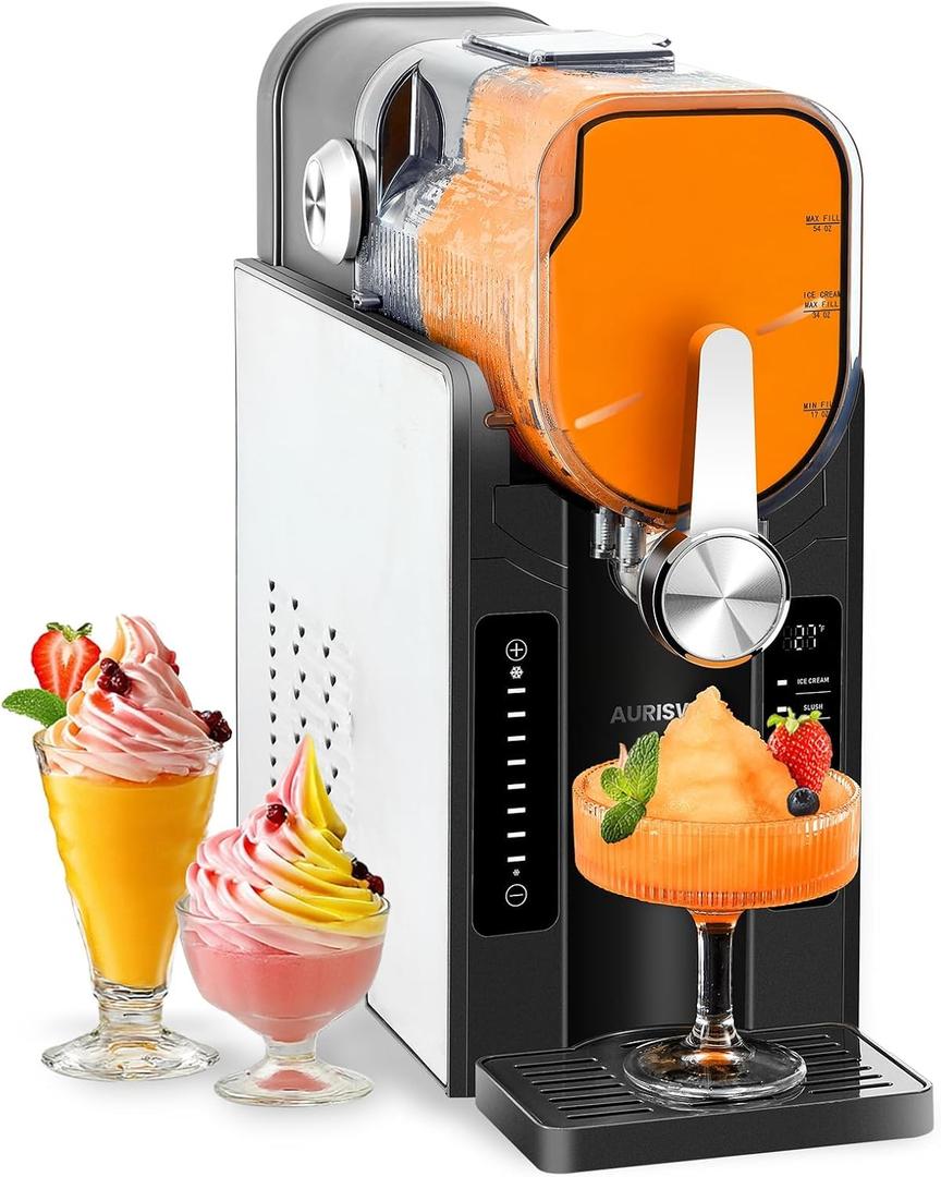 Slushie Machine for Home - 88oz No Ice Needed Frozen Drink & Slushy Maker with Auto-Clean, 6 Preset Programs (Margaritas, Frapps and More) & LED One-Touch 12h Reservation for Summer Party (silver)