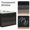 STORAGE MANIAC 6 Pack Storage Bins with Clear Window, Storage Boxes for Shelves, Sturdy Foldable Closet Organization Fabric Shelf Basket for Toy, Towel, Book, Jeans, Offices, Dorm, Wardrobe, Black
