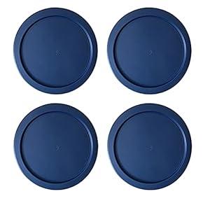 Replacement Lids for Pyrex 4-Cup Glass Food Storage Container Bowls, 6-Inch Plastic Round Lids Covers fit Pyrex 7201-PC, Airtight & Leakproof (4-Pack, Blue)