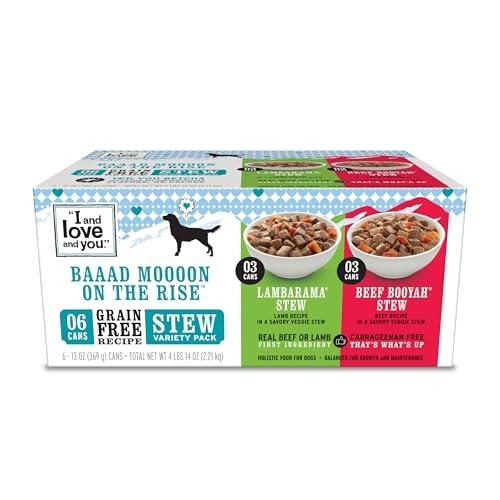 I and love and you Wet Dog Food - Baad Mooon On The Rise Variety Pack - Beef + Lamb, Grain Free, Filler Free 13oz can, 6pk, BB: Sep 08/2028