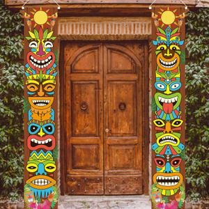 Hawaiian Luau Party Decoration Supplies, Tiki Totem Door Banner Sign for Aloha Hawaii Luau Tropical Moana Birthday Party Decorations, Tiki Decorations Outdoor (Multicolor)