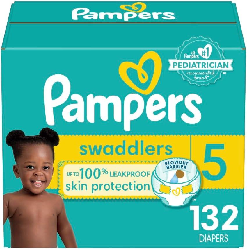 Pampers Baby Diapers - Swaddlers - Size 5, 132 Count, Ultra Absorbent Disposable Infant Diaper