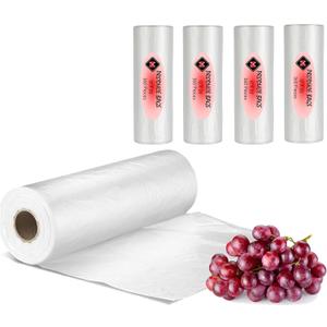 Mr Miracle Plastic Produce Bags for Food Storage - 12"x20" Clear Grocery Bag for Fruits, Vegetables, Bread - Easy Peel-Off Design, Continuous Roll, 1.75" Core, Pack of 1440 Bags [4 rolls]