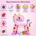 4 in 1 Toddler Basketball Hoop & Soccer Goal, Kids Sports Toy for 1 2 3 Years Old Girls Boys, Baby Toy with Sound & Light, Birthday Gift for 12-18 Months, Pink