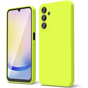 oakxco for Samsung Galaxy A25 5G Phone Case Liquid Silicone, Neon Bright Solid Color, Thin Slim Soft Rubber Gel Matte TPU Plain Simple Cover for Women Girl Cute, Lime Neon Green