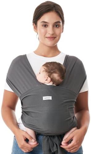 Momcozy Baby Carrier AirMesh - The Perfect Summer Water Sling for Newborns to Toddler 8-35 lbs - Cooling, Breathable and Lightweight Baby Wrap, Nice for Summer, Pool, Beach, Swimming, Charcoal Gray