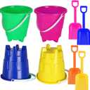 8 Inch Large Sand Beach Buckets Pail with Beach Shovels,Sand Bucket Water Bucket for Beach Fun Great Summer Party Accessory