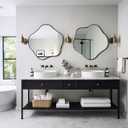 Irregular Shaped Mirror, 20" Modern Scalloped Mirrors, Asymmetrical Wall Mirror Decorative, Wavy Round Mirrors for Living Room Bathroom Bedroom Hallway Entryway Fireplace