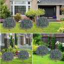 HyeFlora 26'' Artificial Topiary Boxwood Ball Trees with Lavender 2 Pack Fake Plants for Outdoor Indoor Artificial Shrubs with Ground Spike UV Resistant Fake Bushes for Front Porch Garden (Purple)