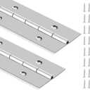 2PCS Heavy Duty Piano Hinge 16 Inch Continuous & Piano Hinges with Screws, Stainless Steel Piano Hinge for Cabinet, Door, DIY Wood Boxes, 0.047" Leaf Thickness, 2 Open Width