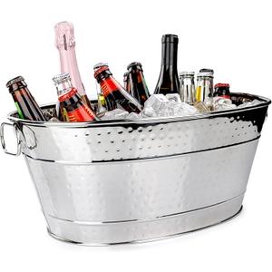 BREKX Stainless Steel Beverage Tub for Parties, Leak-Resistant/Rust-Proof, Durable Beer and Wine Drink Tub with Handles