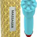 Portable Handheld Mini Massager, Waterproof Soft Silicone, for Head Face Neck Shoulder Back, Full Body Muscle Pain Relief Tool, USB Rechargeable, 10 Mode Speed Selection Settings, Blue