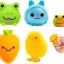 Light Up Squishy Puffer Toys for Kids, 4-Pack Bop-to-Glow Sensory Squishies, Soft Spiky Stress Relief Fidget Toys for Party Favors, Classroom Prizes, Goodie Bags & Basket Stuffers
