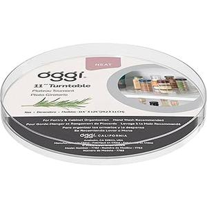 OGGI Lazy Susan Organizer 11"- For Kitchen, Pantry, Cabinet Organizing and Storage. Ideal as a Rotating Spice Rack and Pantry Can Organizer