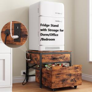 MAJALiS Mini Fridge Riser Stand Table Cabinet Shelf with Storage Space, 21.6"D x 21.6"W x 21.6"H