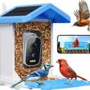 Smart Bird Feeder with Camera, AI Bird Species Identification Solar Powered Panel, 2.5k HD Video Bird House with Camera for Outside Garden, Ideal Gifts for Lover, Valentine's Day, Blue