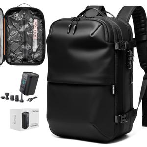 BlackVoyage Vortex Vacuum Seal Travel Backpack 60L Expandable Air Compression System Water Resistant TSA Lock Carry-On Suitcase Luggage Black AERO Lite - Vacuum Pump Included