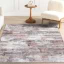 vivorug Washable Rug, Ultra Soft Area Rug 3x5, Non Slip Abstract Rug Foldable, Stain Resistant Rugs for Living Room Bedroom, Modern Fuzzy Rug (Salmon Pink, 3'x5')