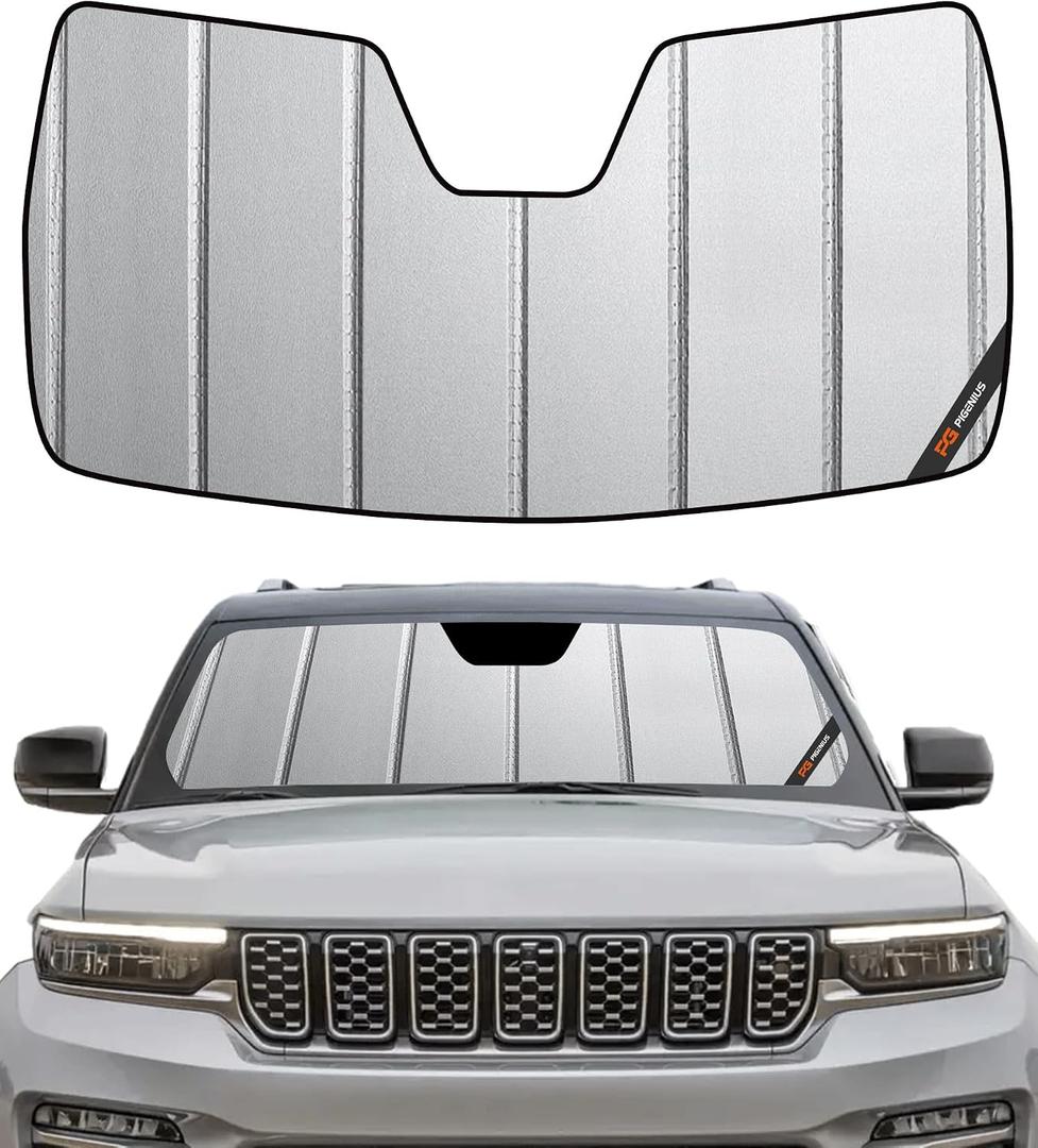 Pigenius Windshield Shade for Jeep Grand Cherokee 2022-2026, Grand Cherokee L 2021-2026 Front Window Sunshade - Safeguard
