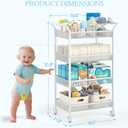 Baby Diaper Caddy Cart, 4-Tier Diaper Caddy Organizer and Storage, Rolling Utility Cart for Baby Supplies, Diaper Cart with Wheels for Bedroom, Nursery, Changing Table, White