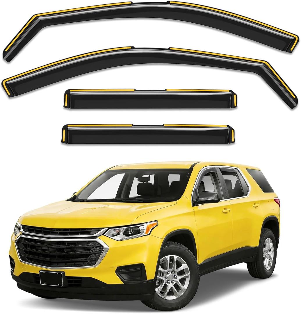 in-Channel Window Rain Guards Fit for Chevy Traverse 2018-2023 Rain Guards Extra Durable Chevrolet Traverse Window Deflectors Visors Vent Visors Vent Shades Car Accessories -4 pcs