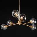 Chandeliers for Dining Rooms, 28'' Gold Globe Chandeliers, 6-Light Modern Pendant Lighting Fixtures with Open Glass Shades for Living Room, Kitchen and Bedroom