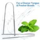 2 Pcs Tongue Scraper, Tongue Cleaner for Adults 100% Surgical Stainless Steel Tongue Scrubber for Oral Care & Hygiene, Tongue Brush Improve Bad Breath & Fresh Breath