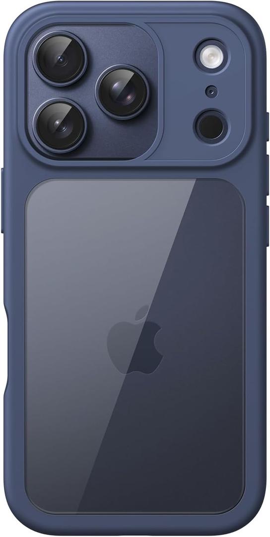 JETech Case for iPhone 17 Pro 6.3-Inch, Shockproof Phone Bumper Cover, Solid Color Matte TPU Frame, Anti-Scratch Clear Back (Dark Blue)
