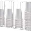 4-Compartment Acrylic Cup Dispenser, White Cup and Lid Holder for Counter, 16.5 * 4.1 * 9.4 inches,Wall-Mounted Cup Organizer, Clear Desktop Cup Storage Holder or Kitchen, Coffee, Bar