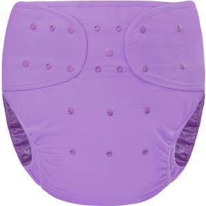 Littleforbig Washable Adjustable Reusable Waterproof Primary Comfort Cloth Adult Diaper Wrap Cover One Size Purple