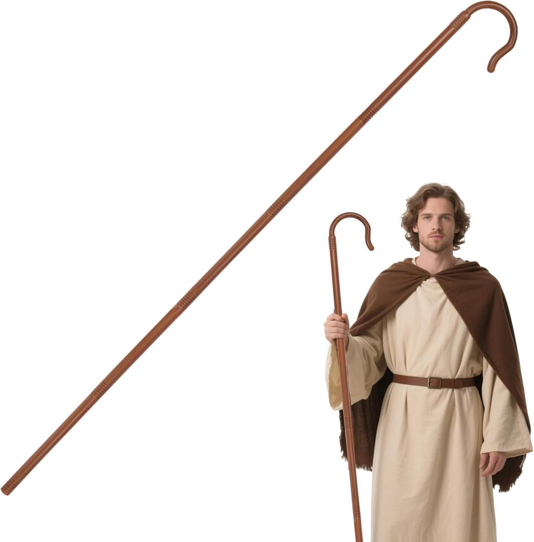 Shepherd Staff Wizard Cane Prop Halloween Fake Cane for Adult Men Women Costume Dress Up Party 63.8 Inch