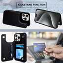 VANAVAGY Wallet Case Compatible for iPhone 15 Pro for Women Men with Credit Card Holder,RFID Block Leather Flip Folio Phone Cover Magnetic Clasp Kickstand with Screen Camera Protector,Black