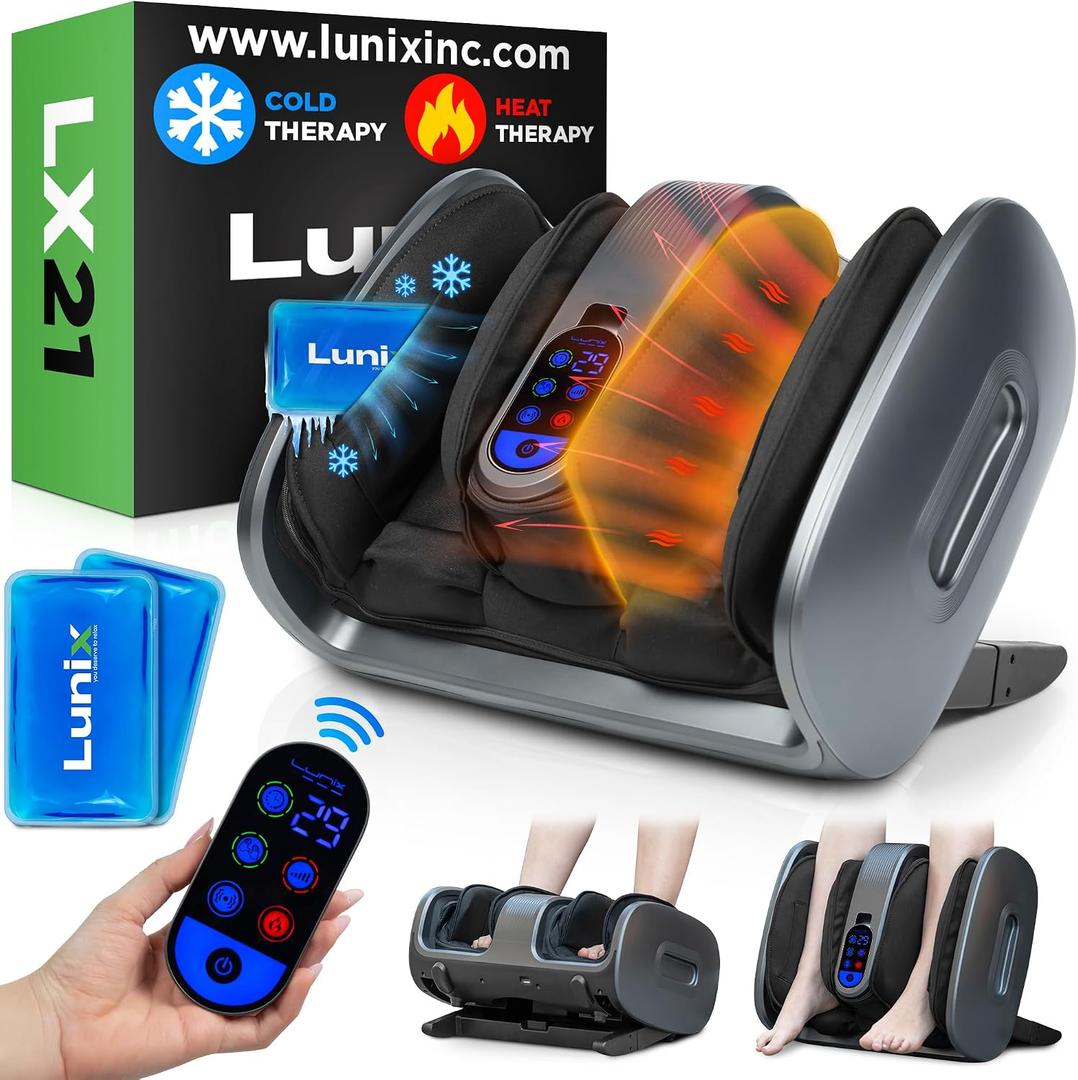 Lunix LX21 Foot and Calf Massager with Heat, Air Compression, FSA, Gray