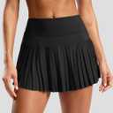 SANTINY Pleated Tennis Skirt for Women with Pockets High Waisted Athletic Golf Skorts with Shorts for Workout Pickleball (Blue, XL)