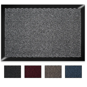 Heavy Duty Front Door Mat - Washable Welcome Floor Mat for Inside & Outside, High Traffic Area Shoe Scraper, Black & Grey, 61 X 91 Cm
