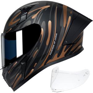 CYRIL Full Face Motorcycle Helmet DOT Approved for Adults Men Women, Motorbike Street Bike Racing Helmet with Tinted & Extra Clear Tool-Free Swappable Visors, Includes Storage Bag S