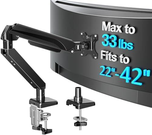 MOUNTUP Ultrawide Monitor Arm for Max 42 Inch Screen, Heavy Duty Monitor Desk Mount Support 4.4-33lbs, Computer Monitors Stand for Desk, VESA Mount with Clamp & Grommet Base