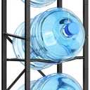 HOOBRO Water Jug Rack, Water Bottle Holder, 5 Gallon Water Jug Rack, 3-Tier Water Cooler Storage Rack, Water Dispenser Stand, for Kitchen, Living Room, Office, Greige and Black BG01ST01