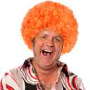 Unisex Short Fluffy Afro Wigs-Women Men Kinky Curly Disco Hippie Wig for Costume Cosplay Halloween Christmas Party (Orange)