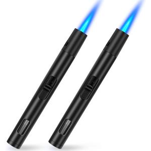 LcFun 2 Pack Torch Lighters Refillable Butane Lighter with Visible Fuel Window, Windproof Adjustable Jet Flame Long Lighters for Candle, Grill, BBQ, Camping, Fireworks (Butane NOT Included)