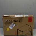 RUNJIMY 3Tier Wooden Shoe Rack with Metal Mesh Shelves  for Entryway, Closet, Hallway & Bedroom Holds 6 Pairs, Ideal for Storage or Display