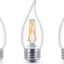 PHILIPS LED 60W BA11 E26 Base 3-Pack Ultra Definition Soft White (2700K) 500 Lumen (5W = 60W) Dimmable Clear Flicker-Free Candelabra Light Bulbs