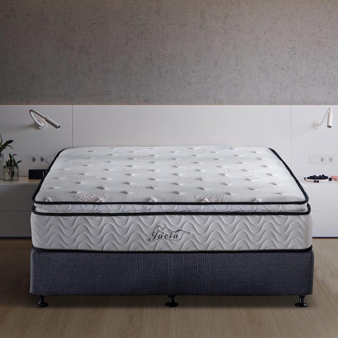 Twin Mattress 11.4 Inch Memory Foam Innerspring Independently Encased Coil Hybrid Mattress - Pillow Top Mattress in a Bag (White)