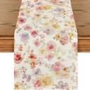 Artoid Mode Watercolor Floral 210 GSM Spring Table Runner, Seasonal Summer Kitchen Dining Table Decoration for Home Party Decor 13x108 Inch