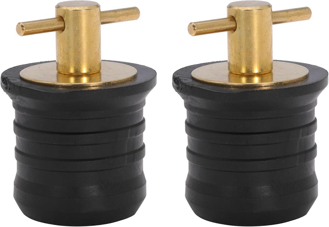 2 Pcs T-Handle Boat Plug Brass/Stainless Steel Boat Drain Plug Snap Handle Plug Rubber Drain Plug for Boat Marine