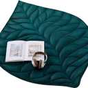 Weighted Lap Blanket 5 lbs 41"53" Luxury Soft Small Weighted Lap Pad for Adults,Portable Travel Leaf Weighted Throw Blanket for Relaxation, All-Season Use and Machine Washable Deep Green