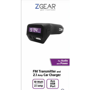 ZGear FM Transmitter and USB Car Charger - Black